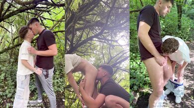 Tombakerx & Britboysxxx get wild in the woods with a hot and heavy blowjob