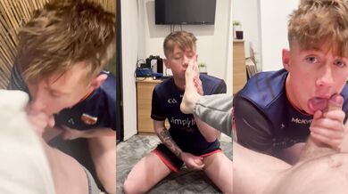 Watch how ManchesterDom dominates and blows his lucky Irish twink in the elevator