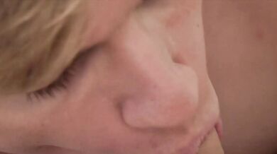 Blonde teen barebacks young stud in wild anal sex video