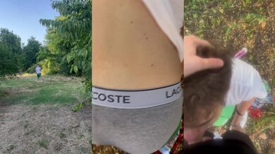 Italian teen twink gets her sweet ass drilled in the woods