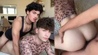 Alex Myers gags on two cocks like a pro in this hot anal video