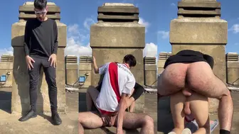 Aguxxxtin gets her ass hammered on the balcony in wild bareback action