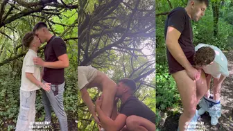 Tombakerx & Britboysxxx get wild in the woods with a hot and heavy blowjob