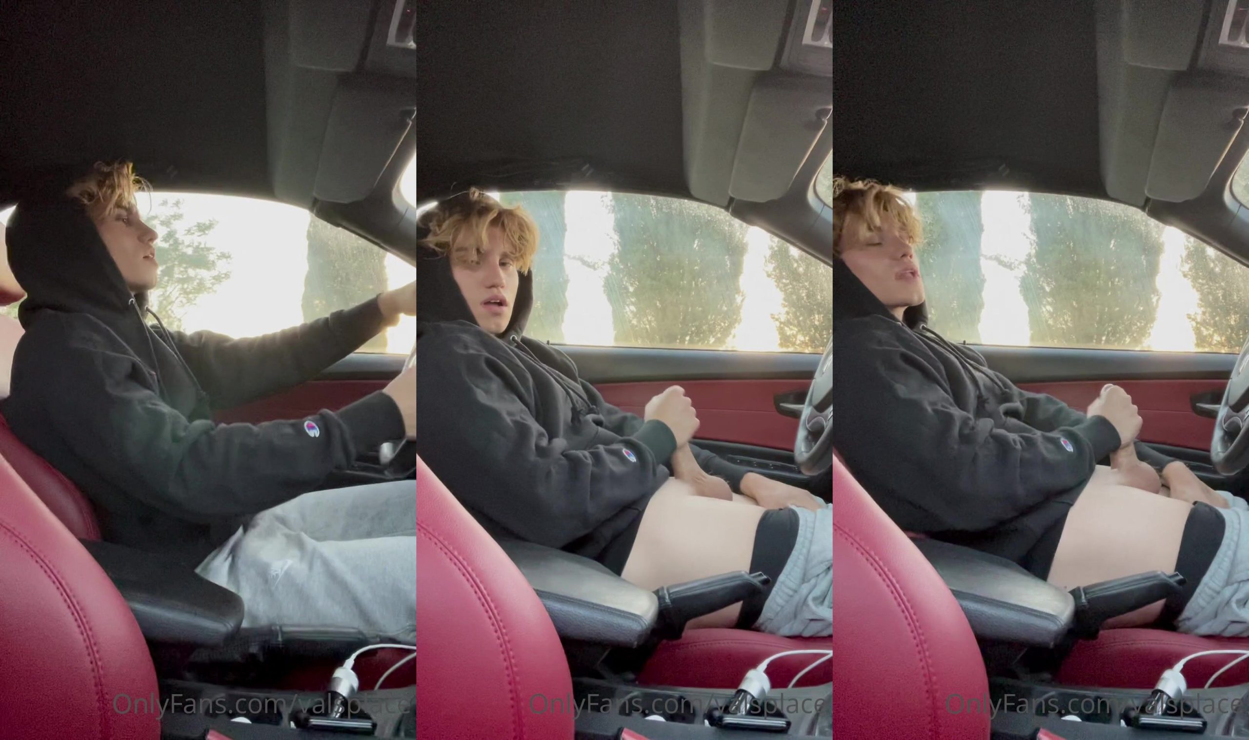 Watch Valentin Mehinagic stroke his big cock in the car like a horny teen