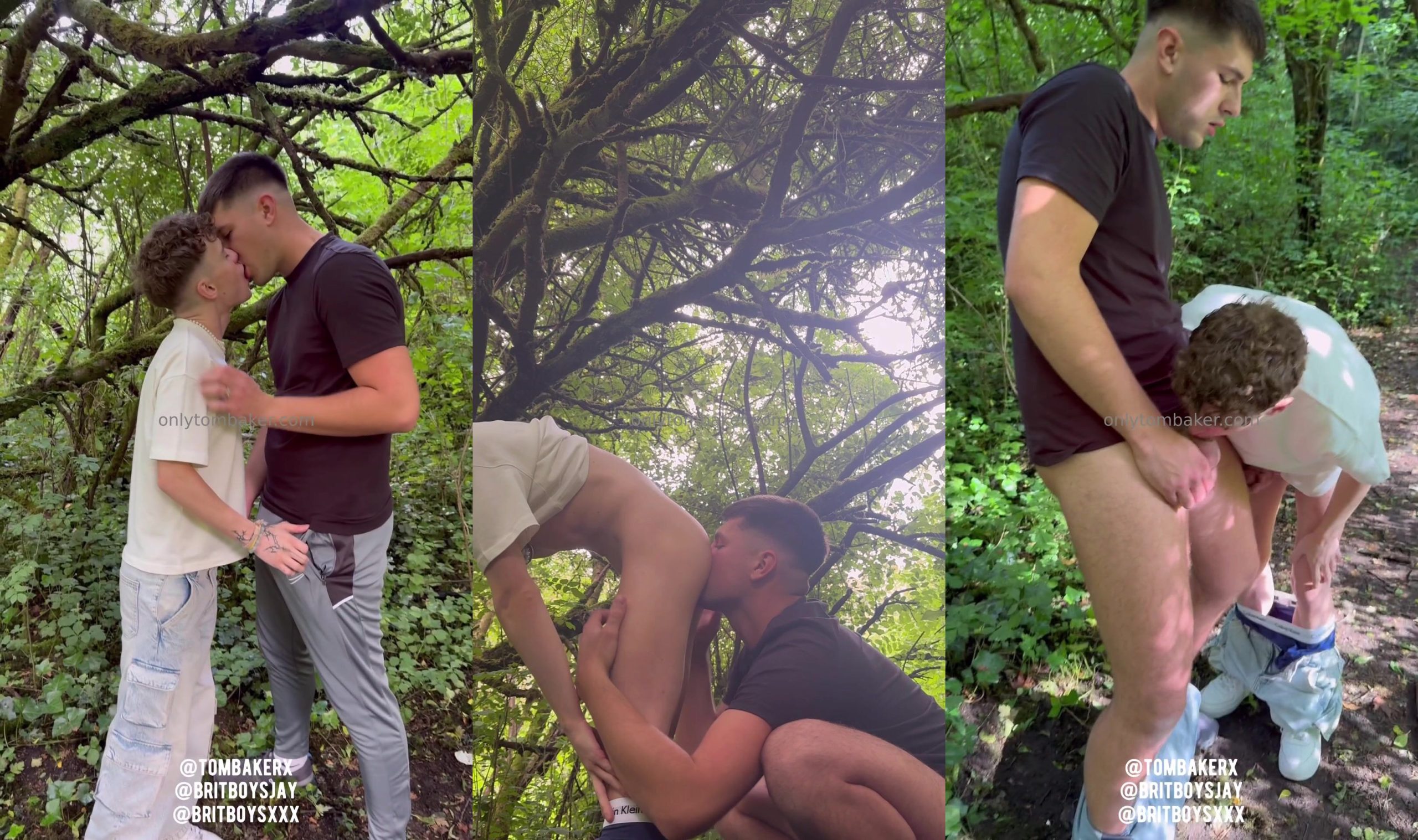 Tombakerx & Britboysxxx get wild in the woods with a hot and heavy blowjob
