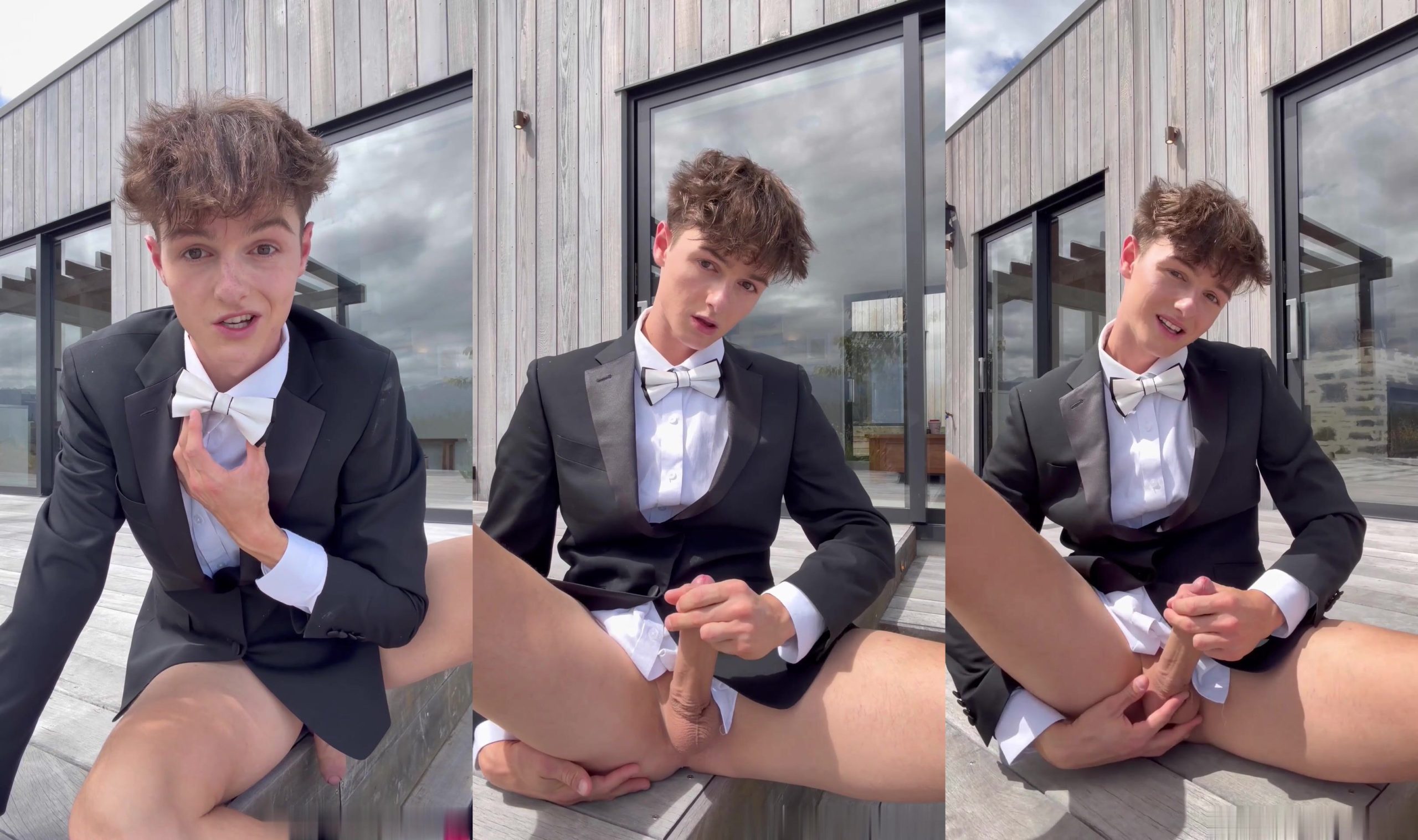 Svandylove in tux & savors his own cum in hot solo scene