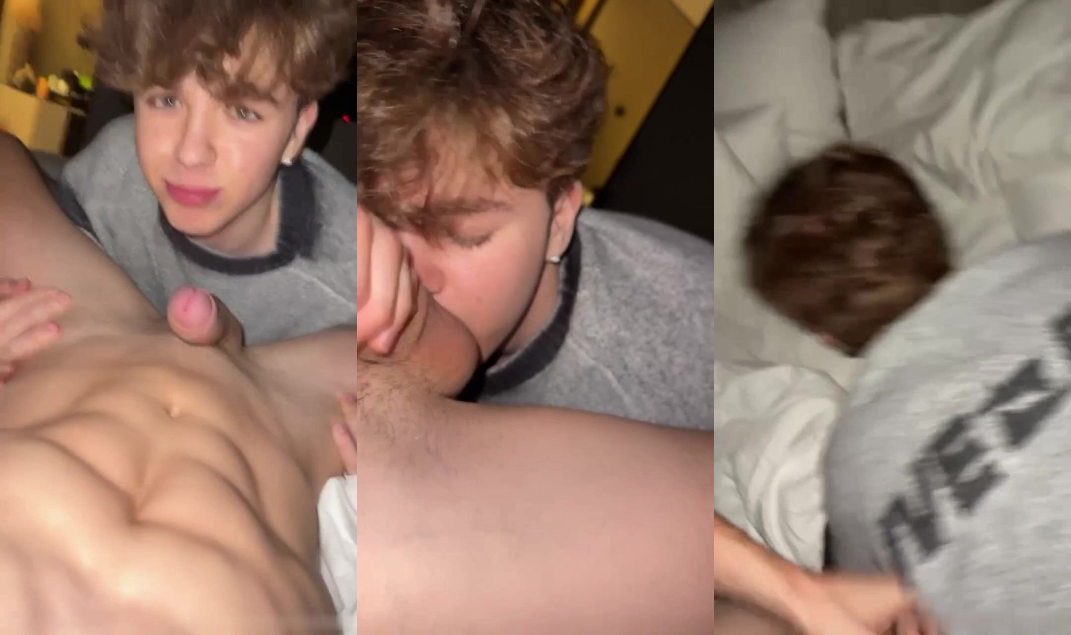 Romeo Twink & Liam Leigh get naughty in forbidden sleepover with cum covered blowjobs